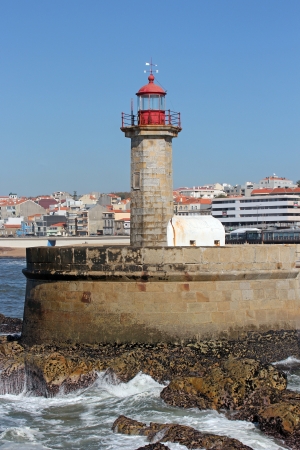 Lighthouse in Foz of Douro, Portugalの写真素材