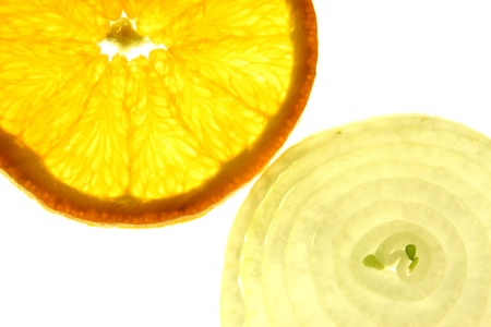 orange and onion slice, healthy food photoの写真素材