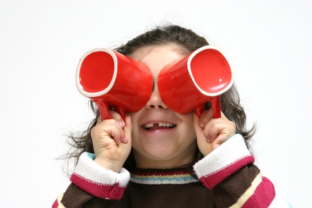 child girl with mug, healhty food photoの写真素材