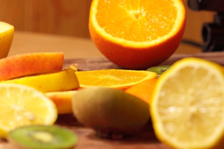 assortment of different colored fruits to eat and decorateの写真素材