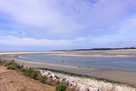 seascape and beach at low tide on the coast of opal in France