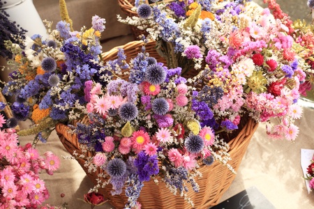bouquet of dried flowers of all colorsの写真素材