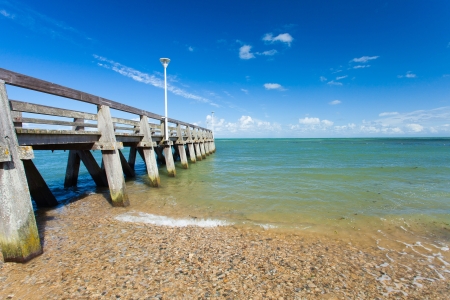 pontoon jetty of courseulles sur mer in Normandyの写真素材