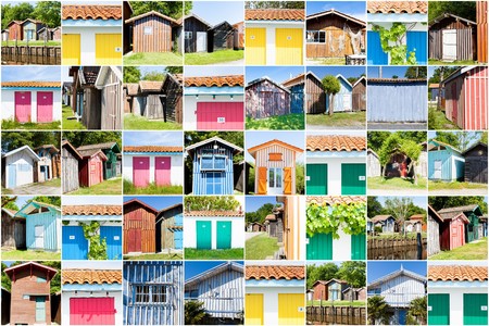 collage of colored fishermen's houseの写真素材