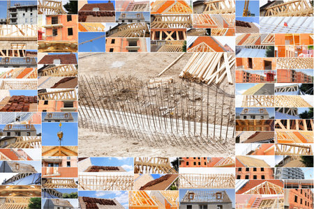 collage of photos of the industry of construction and building