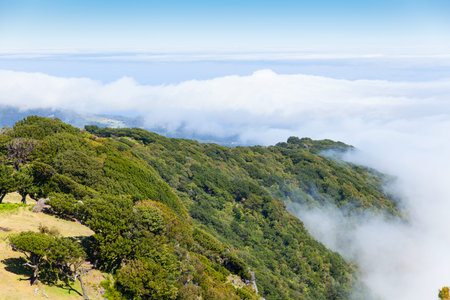 madeira mountain landscape under a blue sky