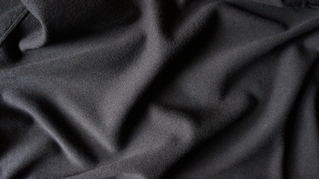 Black Rippled Cotton Woven Texture Backgroundの写真素材