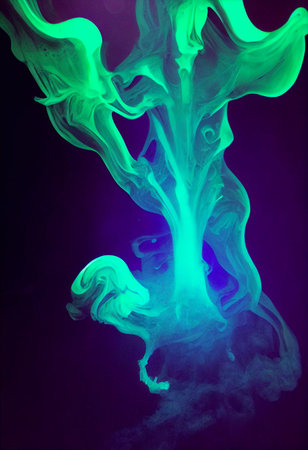 Computer generated 3D illustration of a Halloween spooky ectoplasm smoke against a black background. A.I. generated art.の写真素材