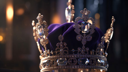 low key image of beautiful queen/king crown. Medieval period concept.の素材