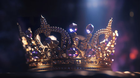 low key image of beautiful queen/king crown. vintage filtered. fantasy medieval periodの素材
