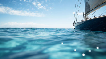 Sailing yacht in the sea, close-up. Luxury yachting.の素材