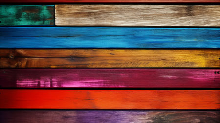 Colorful wood texture background. Abstract background of colorful wooden planks.の素材