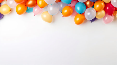 Colorful balloons on white background with copy space for your text.の素材