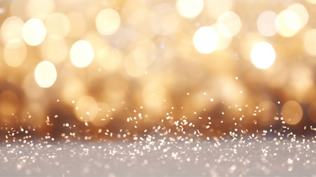 Abstract gold bokeh background. Christmas and New Year concept.の素材
