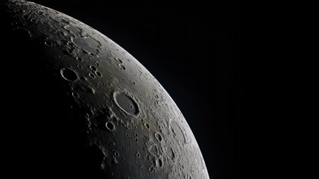 Moon Surface Horizon Illustration Black Space Banner Backgroundの素材