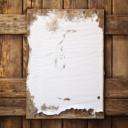 old paper on a wooden wall, grunge background with space for textの素材