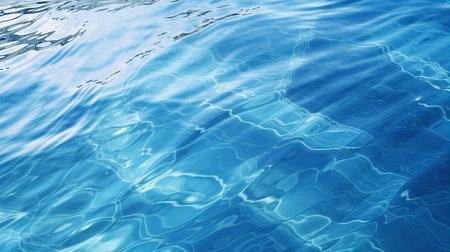 Background of rippled pattern of clean water in a blue poolの素材