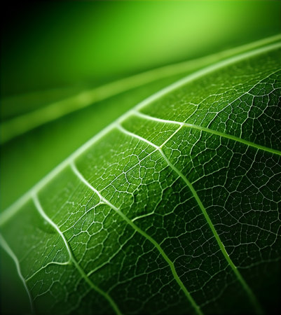 Green leaf macro close up. Nature abstract background. Leaf texture.の素材