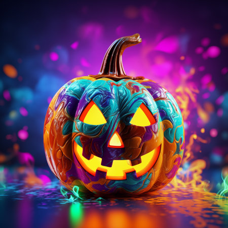 Abstract Creative Colourful Spooky Halloween Festival Pumpkin Background Artの素材
