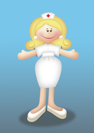 Cartoon blonde nurse wearing uniform.の写真素材