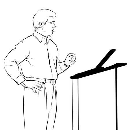 Line drawing of speaker with podium.の写真素材