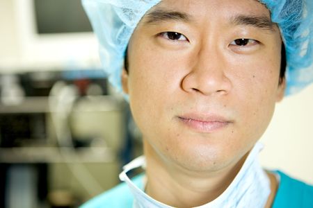 An Asian Doctor Working in a Hospitalの写真素材