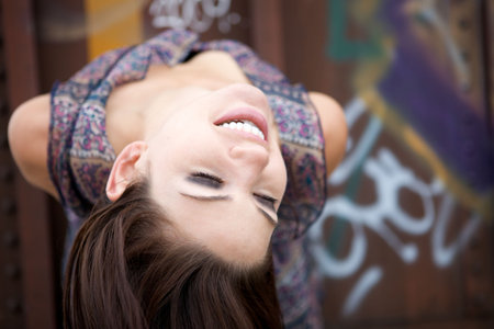 Beautiful Brunette with an edge and darker eye makeupA Sexy Brunette Looking Toward The Camera with...