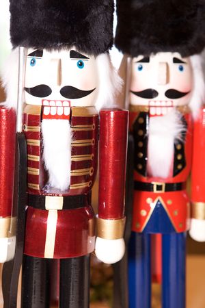 Nutcrackers looking at the camera at christmas holidayの写真素材
