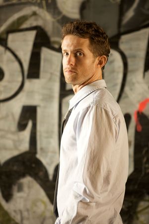 A Young Attractive Man with a serious lookの写真素材