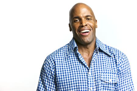 A young attractive African American Man with a Collared Shirtの写真素材