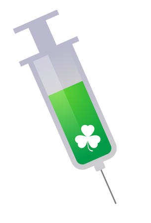 Illustration of an isolated  syringe with a clover iconのイラスト素材