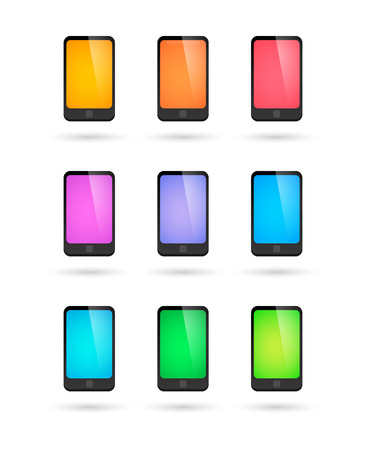 Illustration of an isolated set of colored smartphonesのイラスト素材