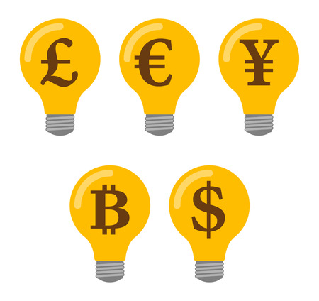 Illustration of an isolated set of lightbulb iconsのイラスト素材