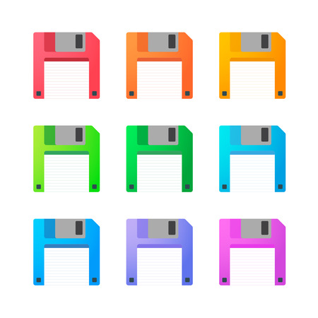Illustration of an isolated floppy disc icon setのイラスト素材