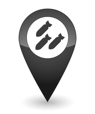 Illustration of an isolated map mark with a bomb iconのイラスト素材