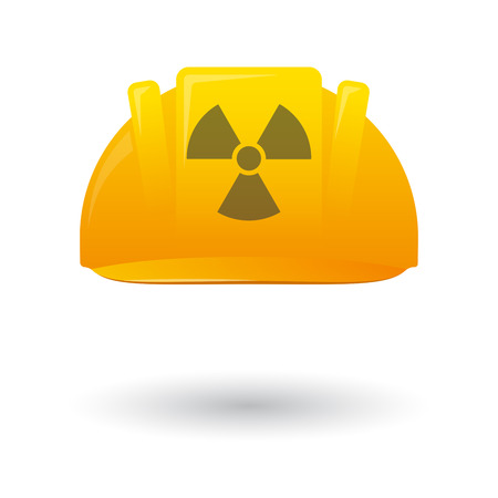 Illustration of an isolated work helmet wit a radioactivity signのイラスト素材