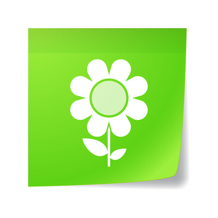 Illustration of an isolated sticky note with a flowerのイラスト素材