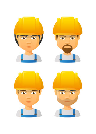 Illustration of people wearing a work hat のイラスト素材