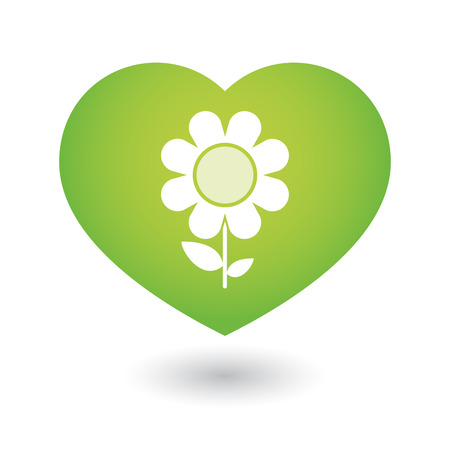 Illustration of an isolated heart icon with a flowerのイラスト素材