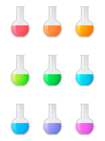 illustration of an isolated chemical test tube color setのイラスト素材