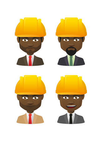 Illustration of an isolated cartoon  male workre avatar setのイラスト素材