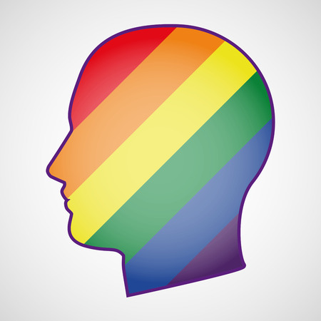 Illustration of an isolated head with a gay pride flagのイラスト素材
