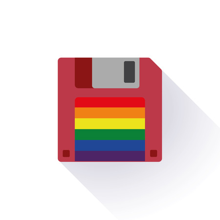 Illustration of a floppy with a gay pride flagのイラスト素材