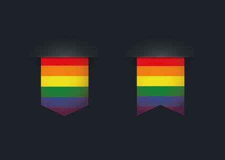 Illustration of an isolated ribbon  with a gay pride flagのイラスト素材