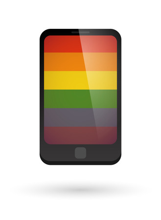 Illustration of an isolated smartphone  with a gay pride flagのイラスト素材
