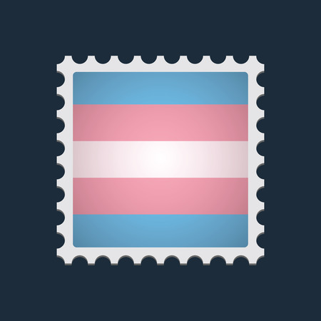 Isolated mail stamp with a transgender pride flagのイラスト素材