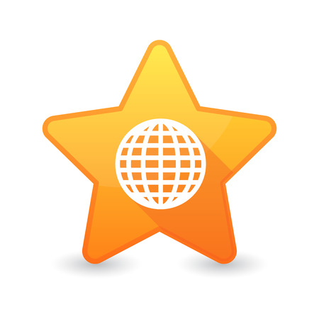 Illustration of an isolaetd star icon with a world mapのイラスト素材