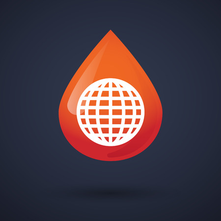 Illustration of a blood drop icon with a world globeのイラスト素材