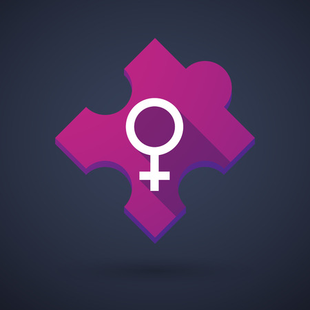 Illustration of a puzzle piece icon with a female signのイラスト素材