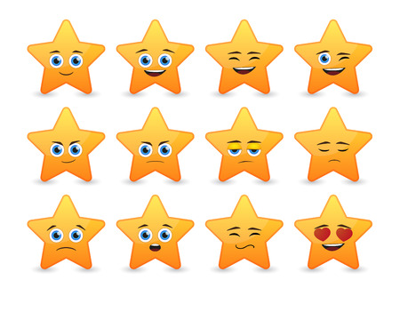 Illustration of a cute star  avatar expression setのイラスト素材